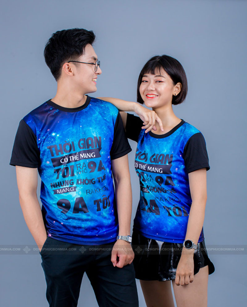 Áo lớp 3D đồng phục xanh đen