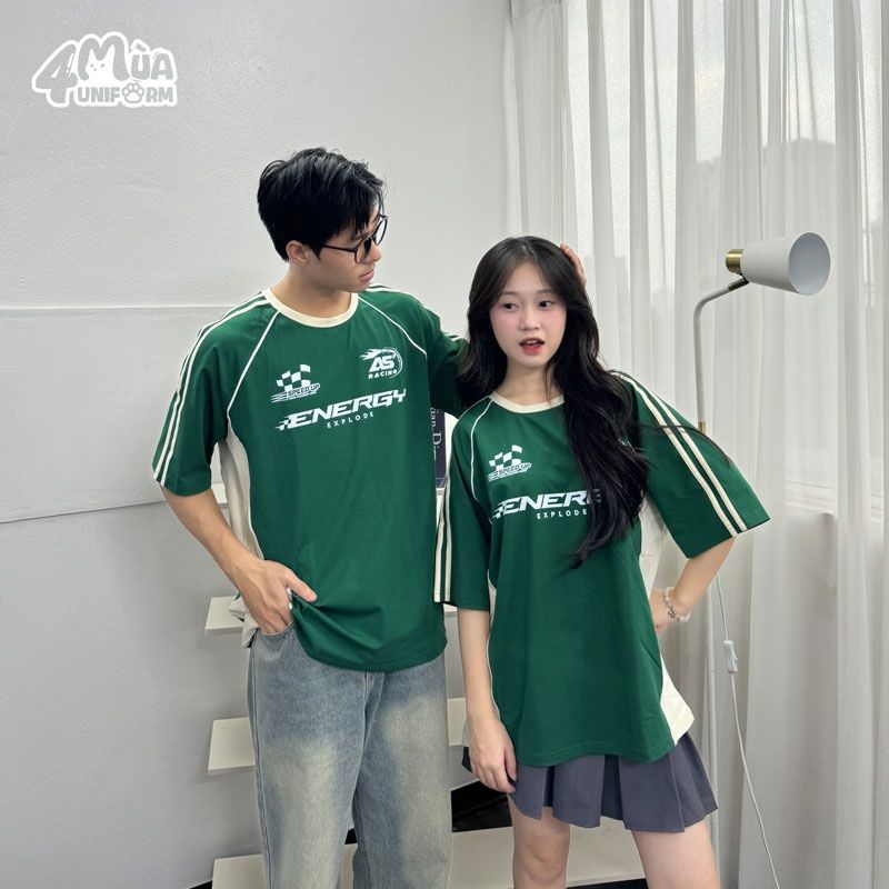 Áo thun cổ tròn đồng phục lớp xanh lá cây bắt mắt