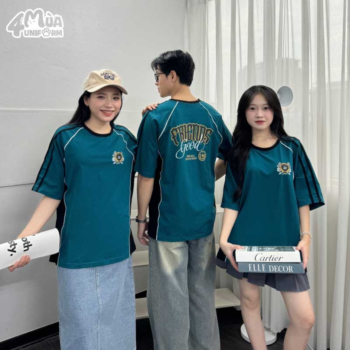Đặt May Áo Lớp Màu Xanh Thanh Lịch Tối Giản Học Đường