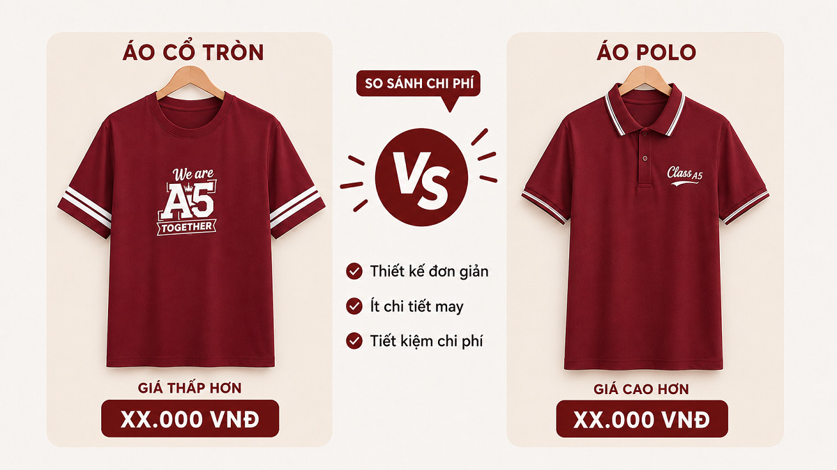 Áo cổ tròn màu đỏ đô thường có mức giá thấp hơn áo polo