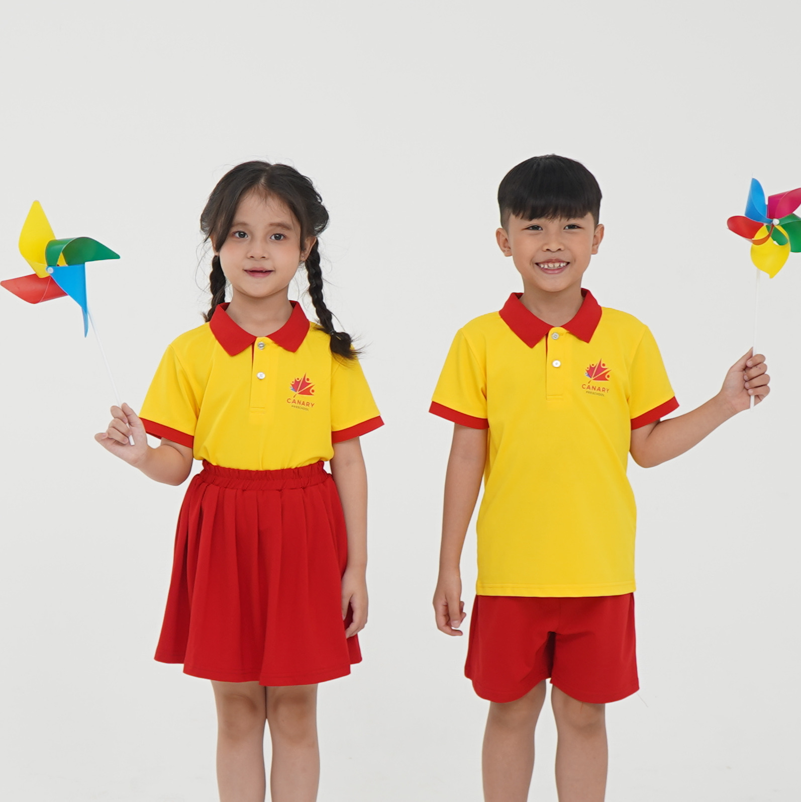 Áo Đồng Phục Mầm Non Vàng Phối Đỏ | Bền, Đẹp, Giá Rẻ
