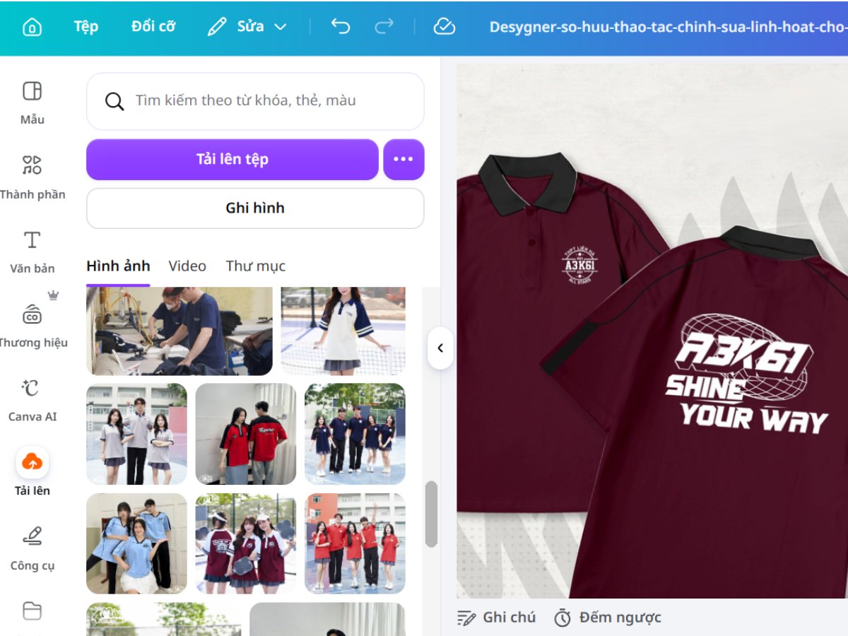 Giao diện Canva hỗ trợ tạo thiết kế nhanh chóng và trực quan